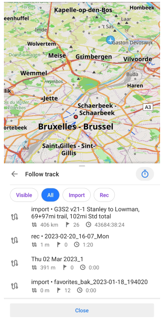Select track to navigate Android 2