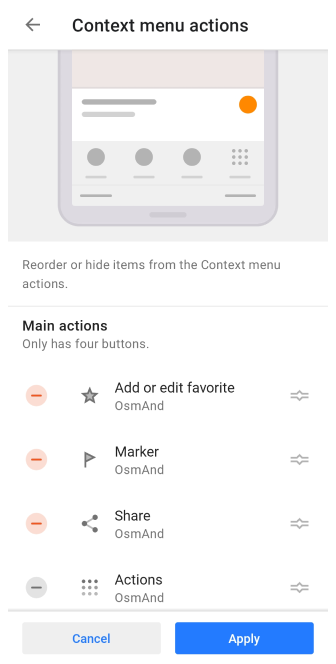 Map context menu Customize