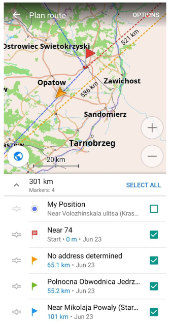Map markers Plan Route points Android