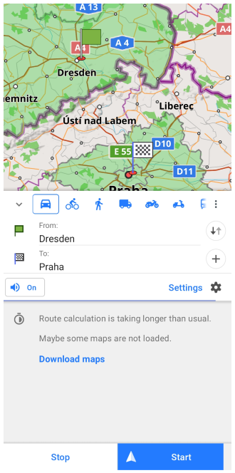 Message no maps when building navigation Android
