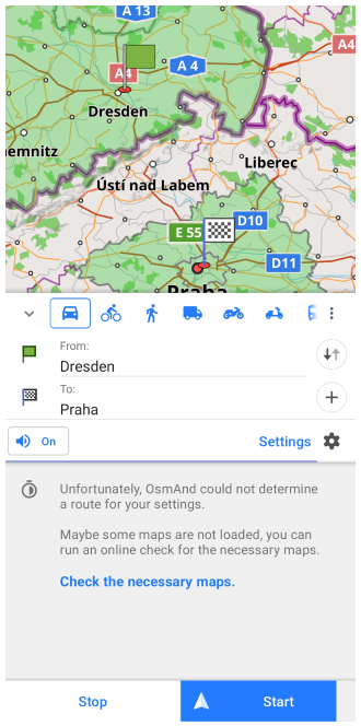Message no maps when building navigation Android 1