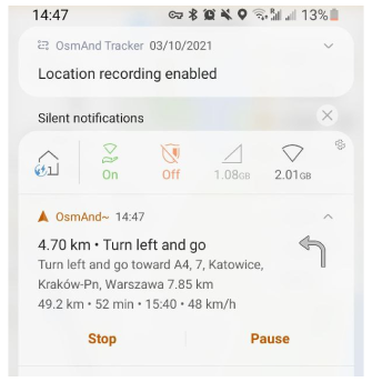 Navigation route Notification Android