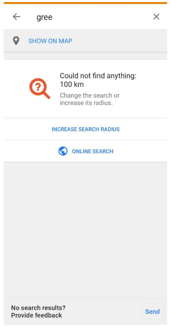 Online search feedback Android