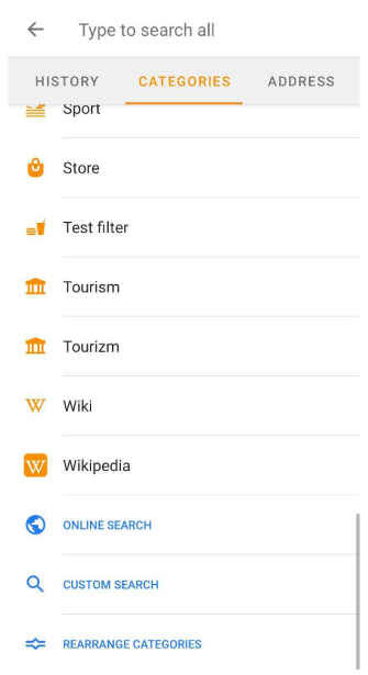Search POI list Android