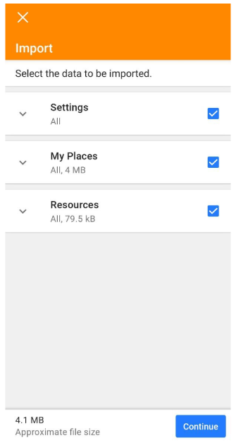 Profiles Actions Import Android