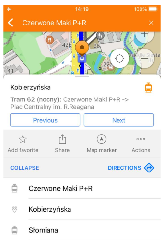 Public transport Route list Android