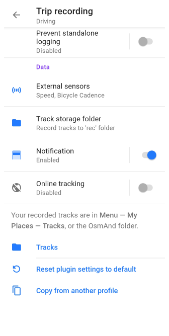 Configuring Trip recording in Android