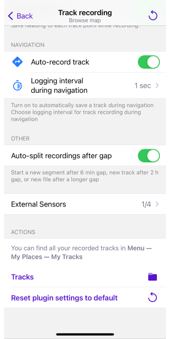Configuring Trip recording in iOS