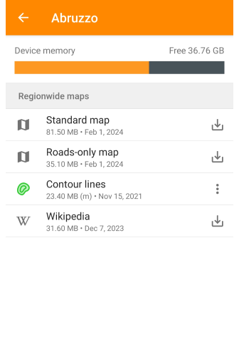 Search function to download map Android