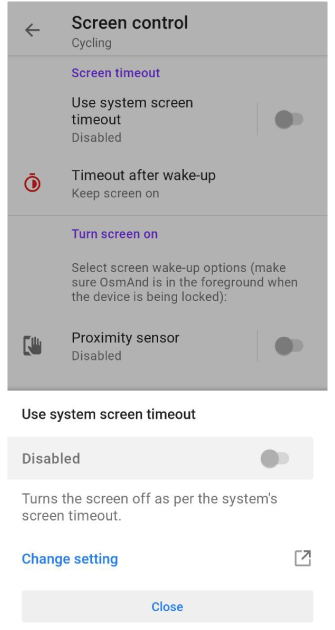 System timeout screen control Android