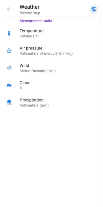 Weather Settings Android