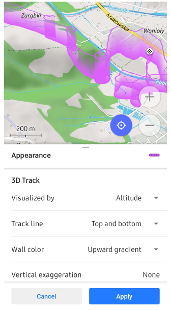 Menu Trace Apparence Visualisation 3D