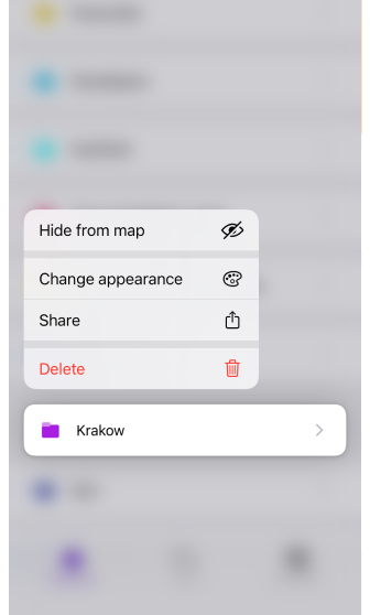 Actions sur les favoris iOS