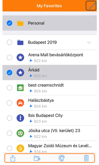 Actions sur les favoris iOS