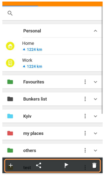 Actions sur les favoris Android