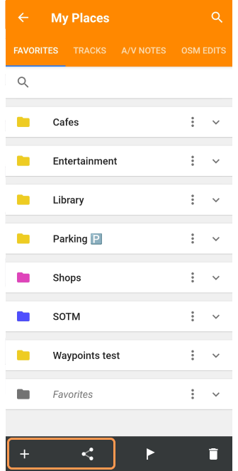 Actions sur les favoris Android