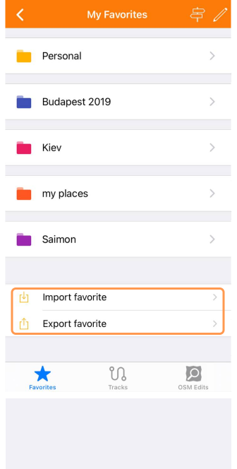 Exporter importer les favoris iOS