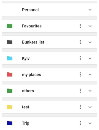 Dossiers de favoris Android