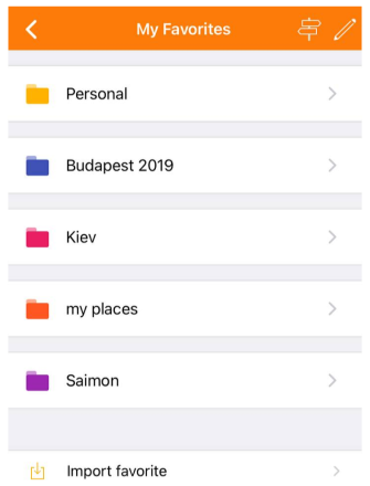 Dossiers de favoris iOS