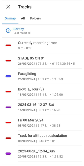 Sélectionner la trace pour naviguer Android 2