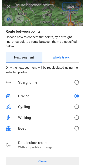 Planifier un itinéraire android