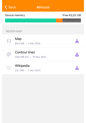 Fonction de recherche pour télécharger la carte iOS
