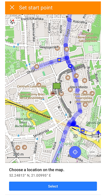 Sélectionner sur la carte