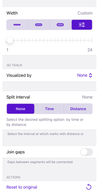 Menu Trace Apparence iOS