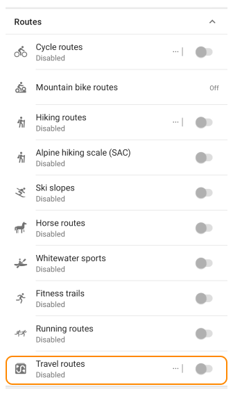 Menu Points des guides de voyage