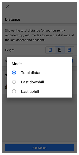 Widget d'enregistrement de trajet
