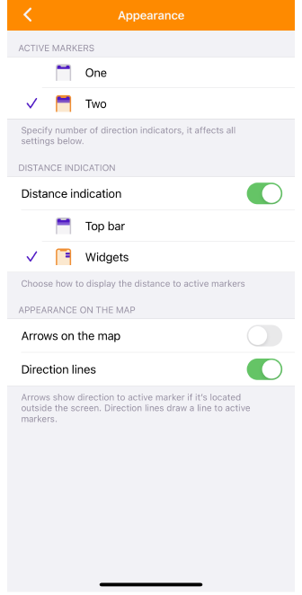 Aspetto segnalini mappa iOS