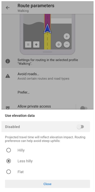 Utilizza dati di elevazione Android
