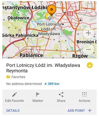 Een route plannen Favorieten android