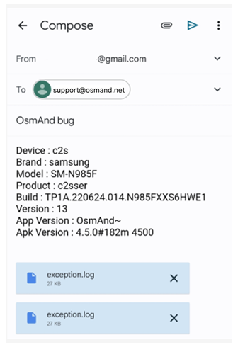 Надсилання журналів збоїв з Android 2