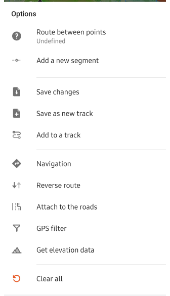 Plan a route android-options