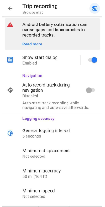 Konfigurieren der Touraufnahme in Android