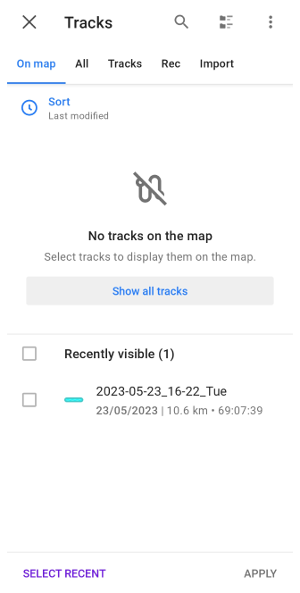 Tracks in der Karte konfigurieren Android