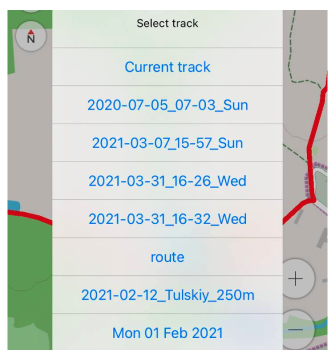 Sélectionner la piste pour ajouter un point de passage iOS