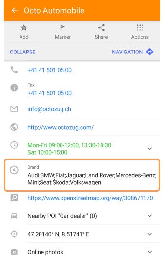 Rechercher des POI Android