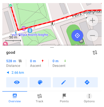 Menu contextuel de la piste Android