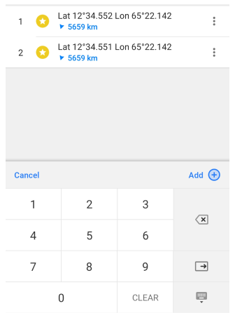 Saisie de coordonnées enregistrer le point Android 1