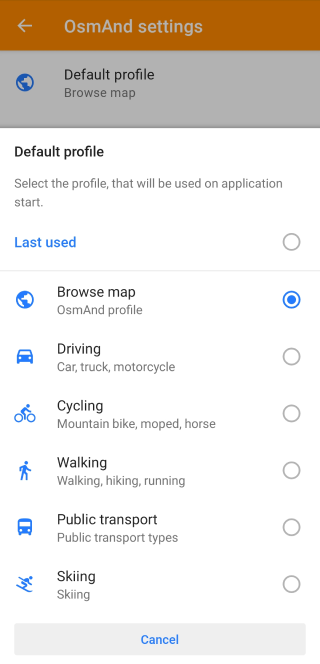 Paramètres généraux Profil par défaut Android