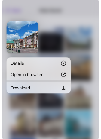 iOS - Options du menu contextuel