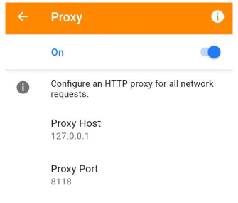 Paramètres généraux Proxy Android