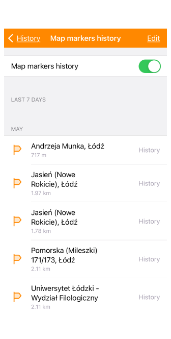 Paramètres généraux Historique iOS
