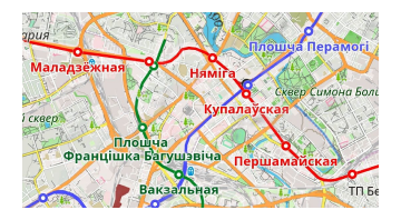 Métro de transport sur la carte