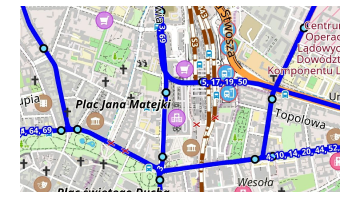 Tramway de transport sur la carte