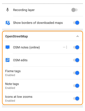 Couche d&#39;édition OSM Android