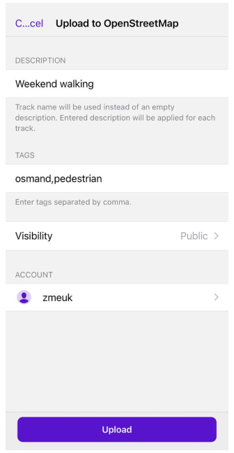 Plugin d&#39;édition OpenStreetMap GPX vers OSM iOS