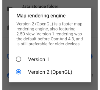 Paramètres généraux moteur de rendu Android